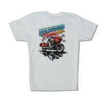Load image into Gallery viewer, Black T-shirt w/ Motorcycle Bagger - Back
